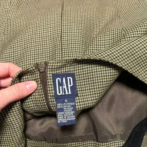 Gap houndstooth mini dress rayon 90s Abercrombie Ralph size 6/M vintage brown - Picture 6 of 8